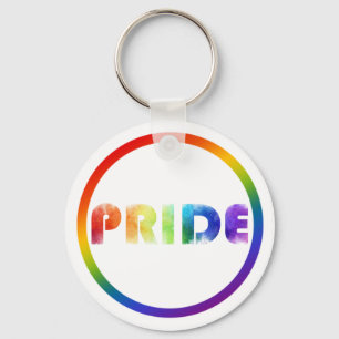 Pride Rainbow Metal Circle Keychain, 2" Key Ring