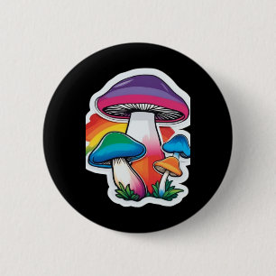 Pride Rainbow Mushroom Sticker Cute Kawaii Nature 6 Cm Round Badge