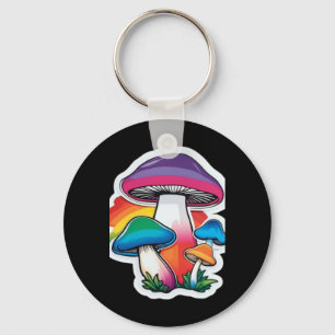 Pride Rainbow Mushroom Sticker Cute Kawaii Nature Key Ring