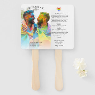Pride Rainbow Photo Heart Lesbian Gay Wedding Hand Fan