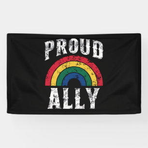 Pride Rainbow Proud Ally Lesbian Pride Vintage Banner