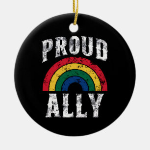 Pride Rainbow Proud Ally Lesbian Pride Vintage Ceramic Tree Decoration