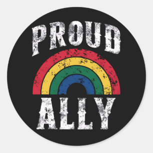 Pride Rainbow Proud Ally Lesbian Pride Vintage Classic Round Sticker