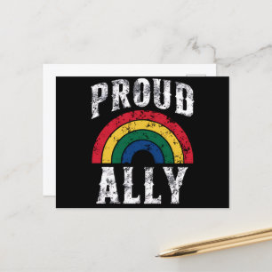 Pride Rainbow Proud Ally Lesbian Pride Vintage Postcard
