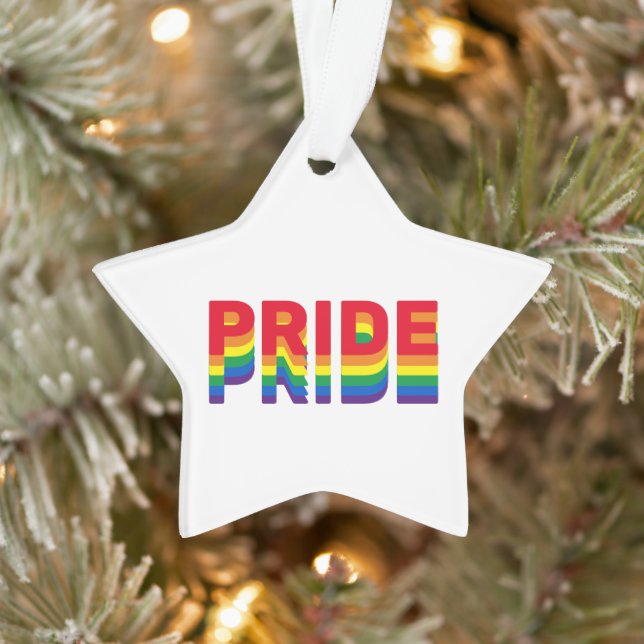 Pride rainbow retro colours gay lgbt Christmas sta Ornament (Tree)