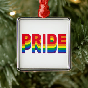 Pride rainbow retro colours gay lgbtq Christmas Metal Tree Decoration