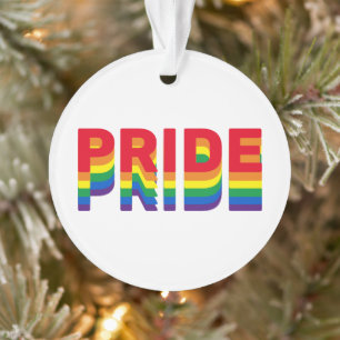 Pride rainbow retro colours gay lgbtq Christmas Ornament