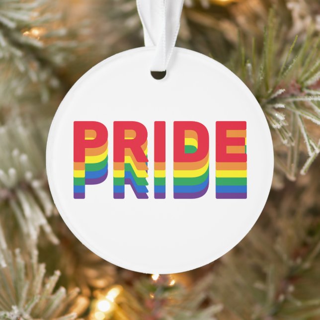 Pride rainbow retro colours gay lgbtq Christmas Ornament (Tree)