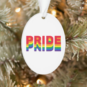 Pride rainbow retro colours gay lgbtq Christmas Ornament