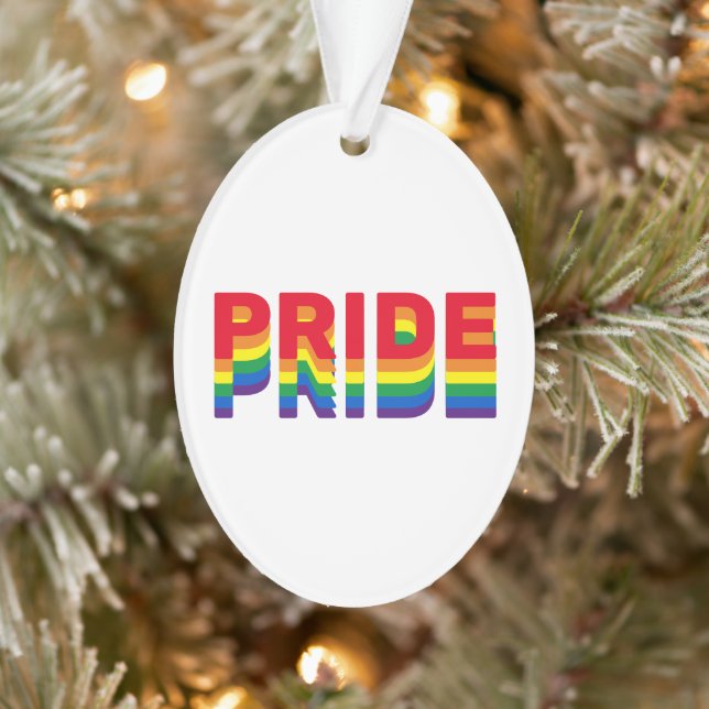 Pride rainbow retro colours gay lgbtq Christmas Ornament (Tree)