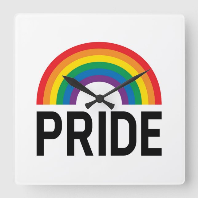 Pride Rainbow Square Wall Clock (Front)