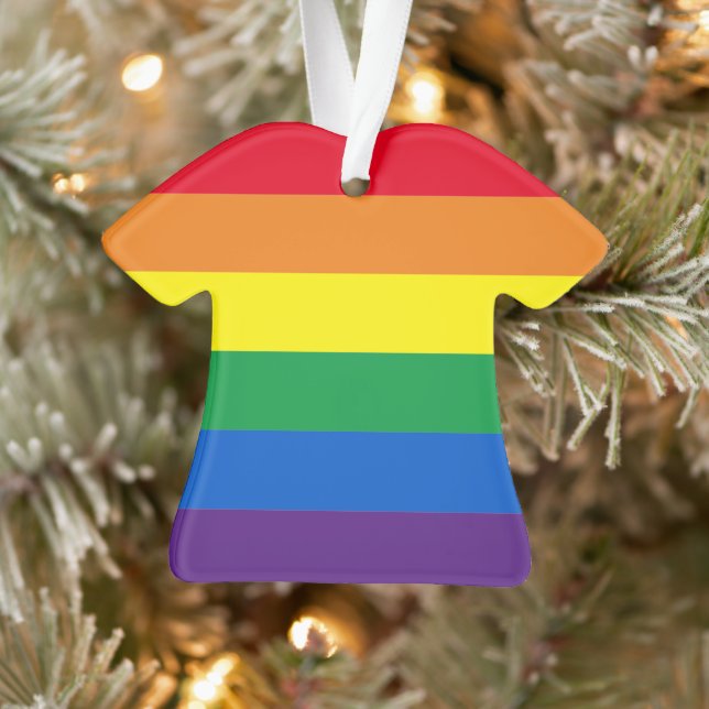 Pride rainbow stripes gay Lgbtq Christmas  Ornament (Tree)