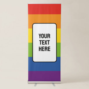 Pride Rainbow Text Gay Wedding Welcome Retractable Banner