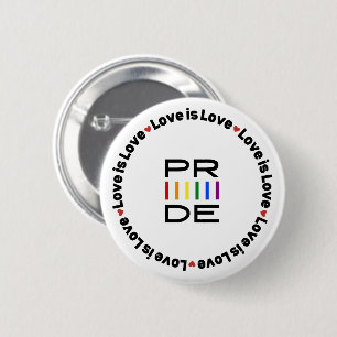 Pride Rainbow Text with Love is Love 6 Cm Round Badge