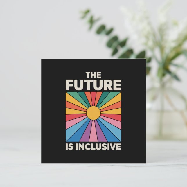 Pride Rainbow The Future is Inclusive LGBTQ  Invitation (Standing Front)