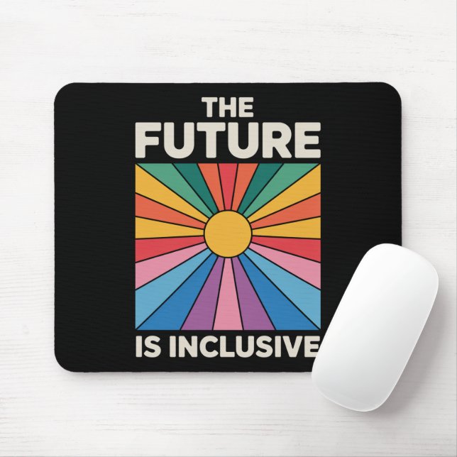 Pride Rainbow The Future is Inclusive LGBTQ  Mouse Mat (With Mouse)