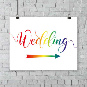 Pride Rainbow Wedding Arrow Sign Right Direction