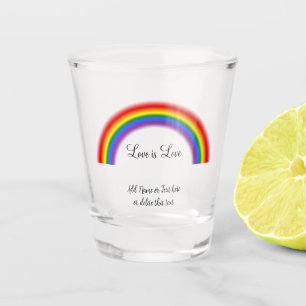 Pride Rainbow with custom text Love is Love LGBTQ Shot Glass