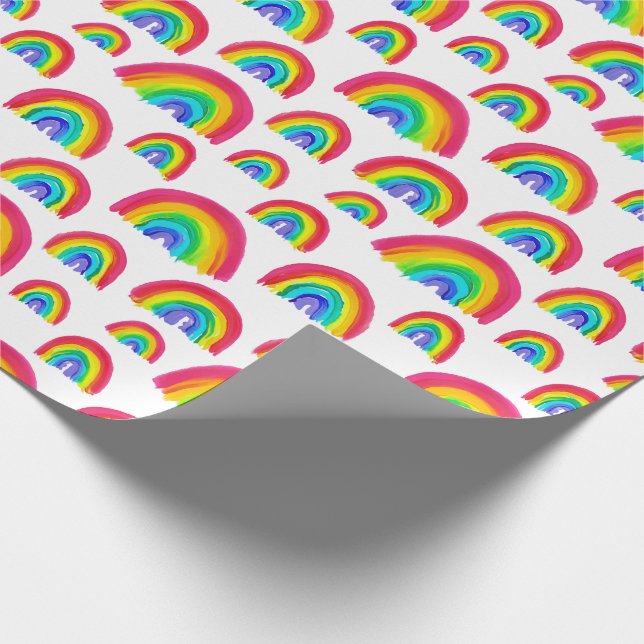 Pride Rainbows Handpainted White Wrapping Paper (Corner)