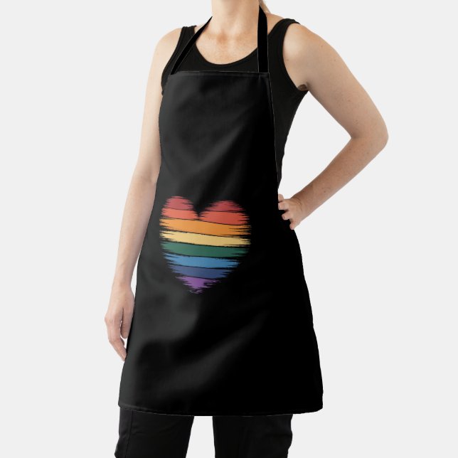 Pride Rainbows Heart Print LGBT Gay Pride  Apron (Insitu)