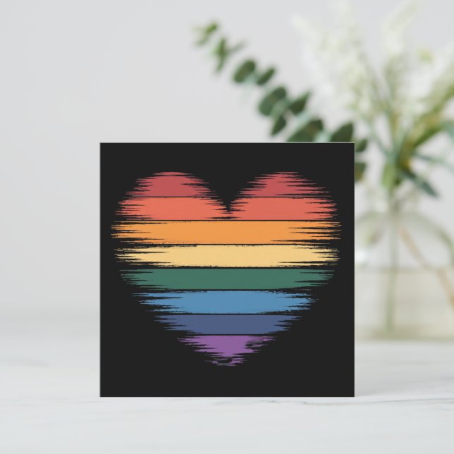 Pride Rainbows Heart Print LGBT Gay Pride  Invitation (Standing Front)
