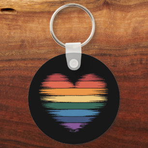 Pride Rainbows Heart Print LGBT Gay Pride Key Ring