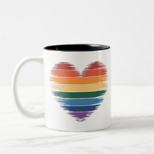 Pride Rainbows Heart Print LGBT Gay Pride  Two-Tone Coffee Mug