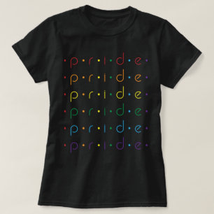 Pride Repeated 6 Times In Rainbow LGBTQ Colours T-Shirt