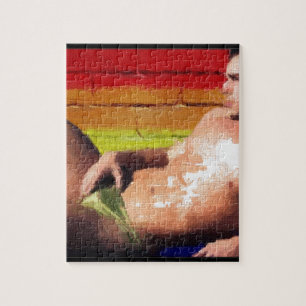 PRIDE Rooftop Hunk - original painting Jigsaw Puzzle
