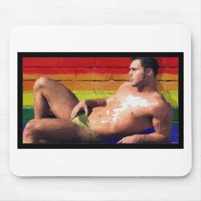 PRIDE Rooftop Hunk - original painting Mouse Mat (Front)