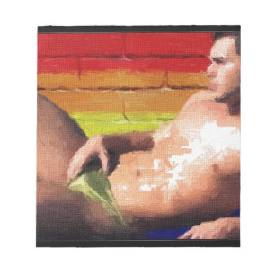 PRIDE Rooftop Hunk - original painting Notepad