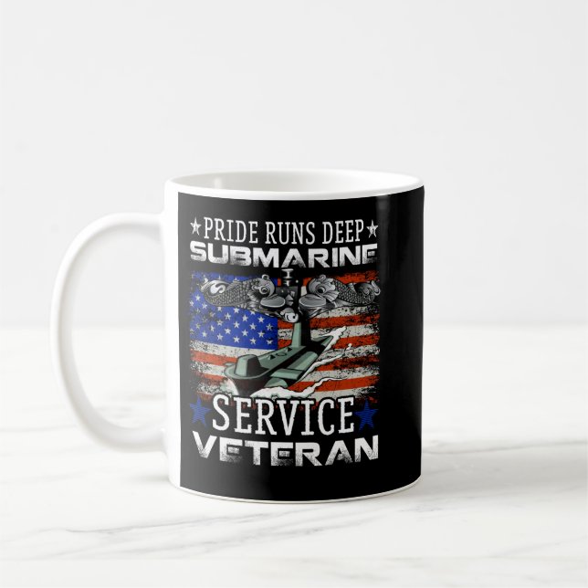 Pride Runs Deep Submarine Service Veteran Flag Pat Coffee Mug (Left)