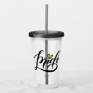 Pride Script Heart Acrylic Tumbler