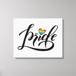 Pride Script Heart Canvas Print