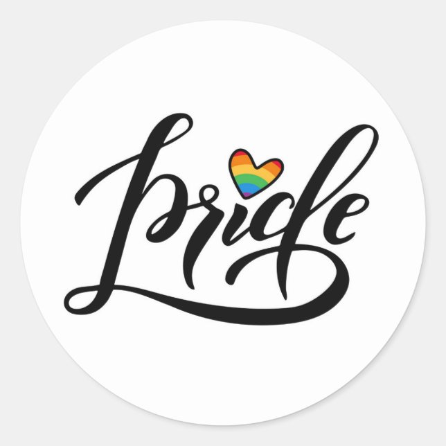 Pride Script Heart Classic Round Sticker (Front)
