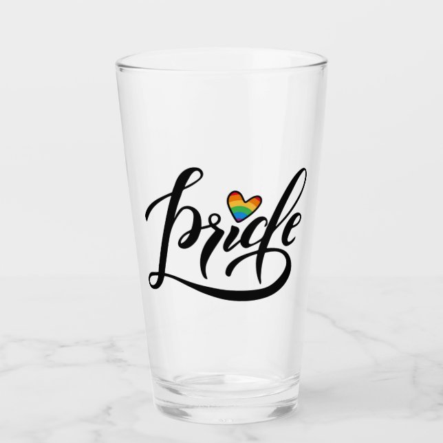 Pride Script Heart Glass (Front)