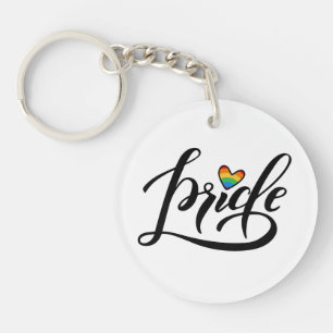 Pride Script Heart Key Ring