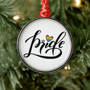 Pride Script Heart Metal Tree Decoration
