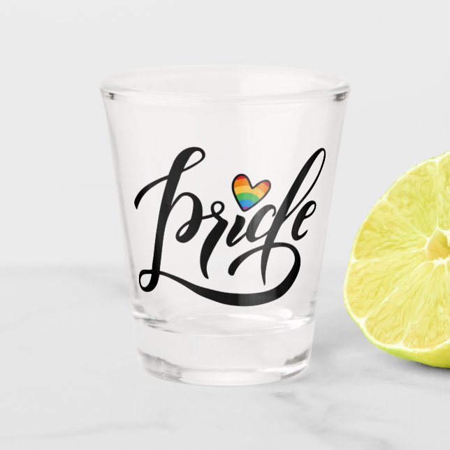 Pride Script Heart Shot Glass (Front)