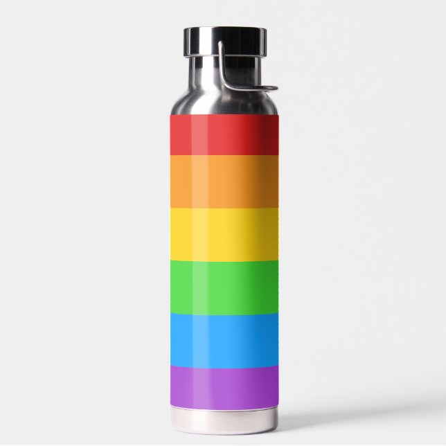 Pride Shield: Rainbow Flag Water Bottle (Left)