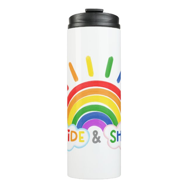 Pride & Shine LGBTQ+ Rainbow Sunrise Happy Thermal Tumbler (Front)