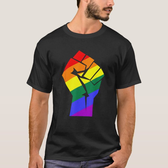 Pride Shirt LGBTQ Rainbow Fist Resist Apparel (Front)