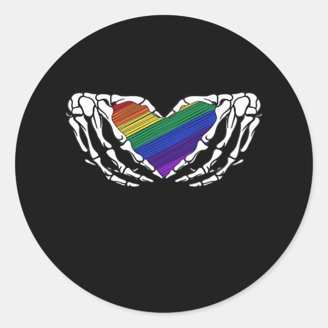 Pride - Skeleton Hands Holding Heart Classic Classic Round Sticker (Front)