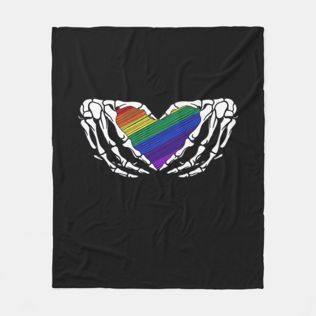 Pride - Skeleton Hands Holding Heart Classic Fleece Blanket (Front)