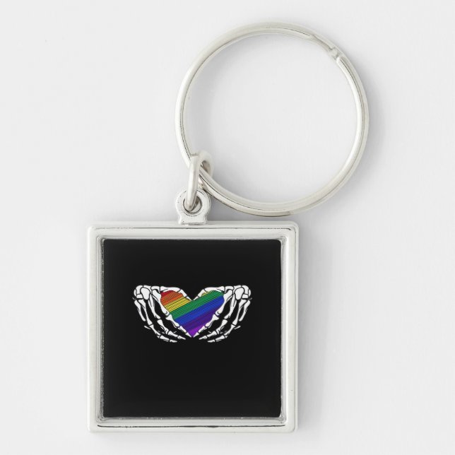 Pride - Skeleton Hands Holding Heart Classic Key Ring (Front)