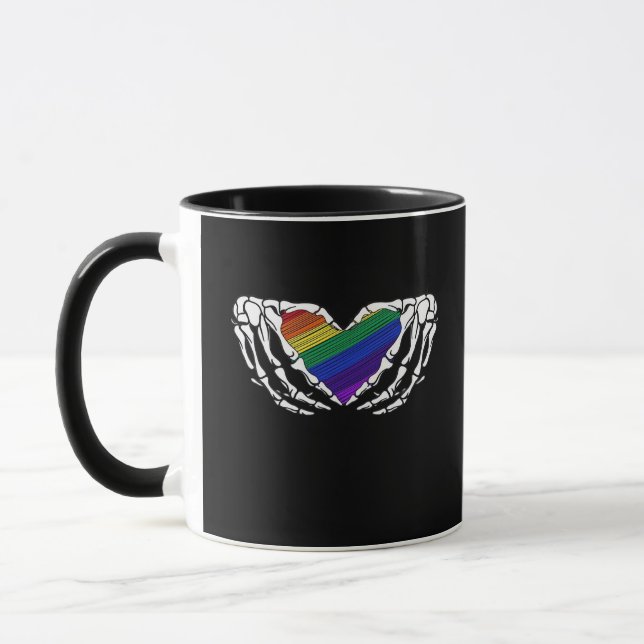 Pride - Skeleton Hands Holding Heart Classic Mug (Left)