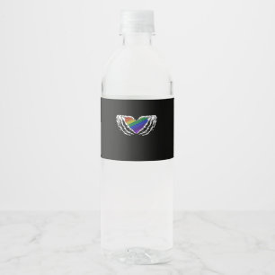 Pride - Skeleton Hands Holding Heart Classic Water Bottle Label