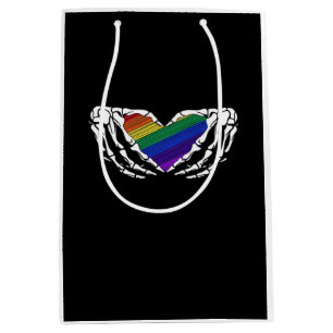 Pride Skeleton Hands Holding Heart Inclusive Medium Gift Bag