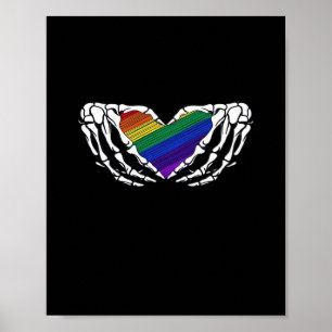 Pride Skeleton Hands Holding Heart Inclusive Poster