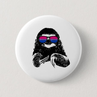 Pride Sloth Bisexual Flag Sunglasses 6 Cm Round Badge